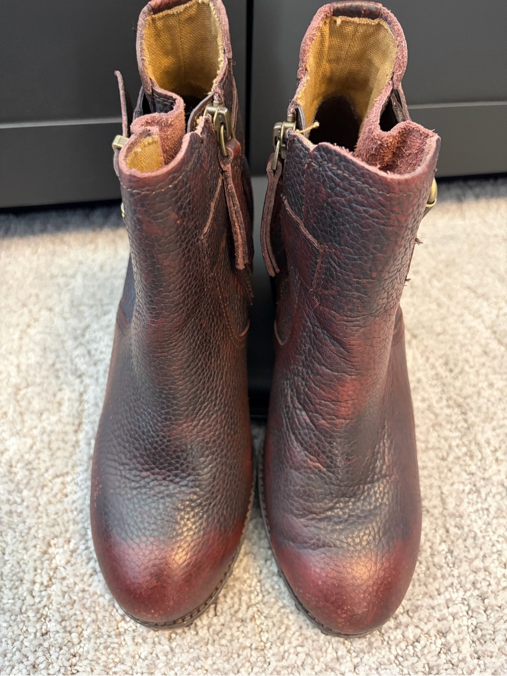 Caterpillar Women's Burgundy Leather Ankle Booties